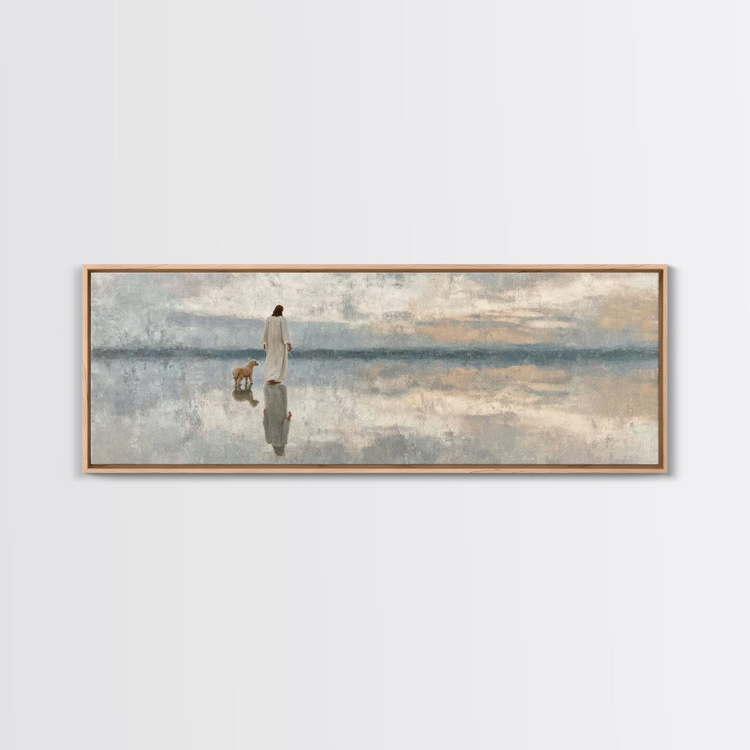 Reflective Grace – Framed Canvas Print – Christian Art Canvas – Jesus Painting – Christian Wall Art – Panoramic Wall Art – Christian Gift