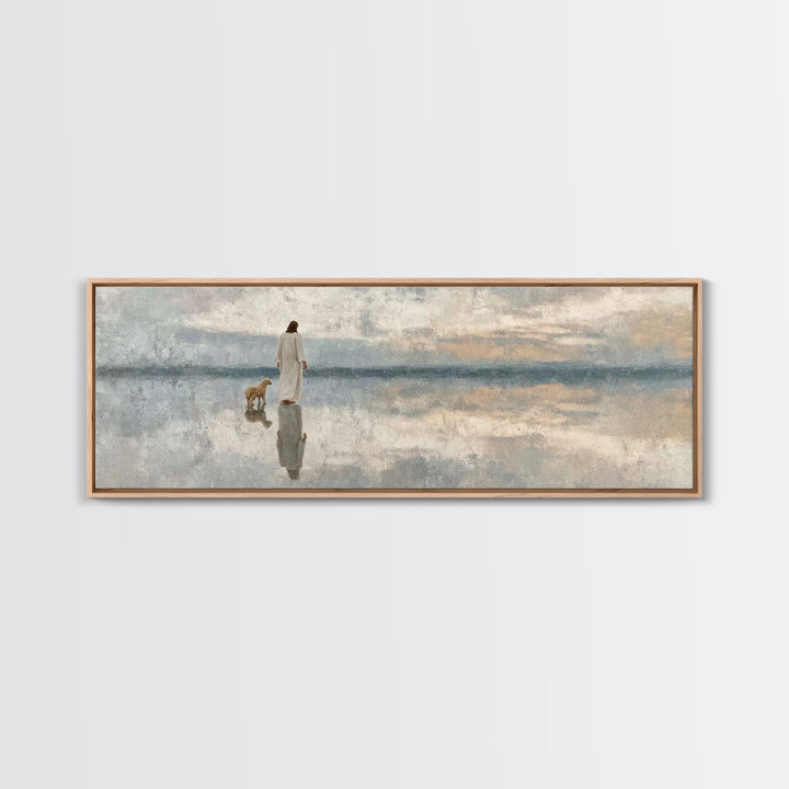 Reflective Grace – Framed Canvas Print – Christian Art Canvas – Jesus Painting – Christian Wall Art – Panoramic Wall Art – Christian Gift