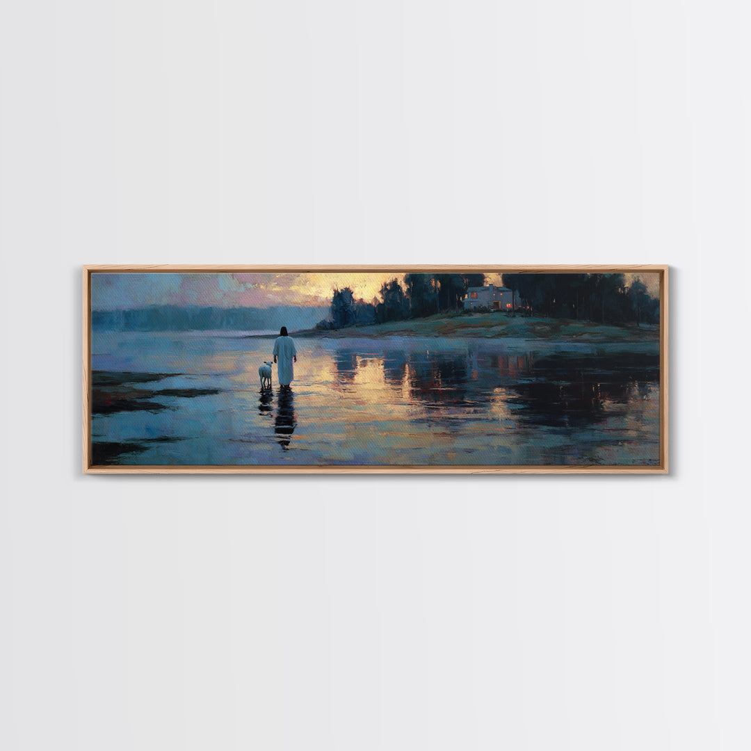 Twilight Of Peace | Framed Canvas Print | Christian Art Canvas | Christian Wall Art | Jesus Painting | Panoramic Art | Christian Gift