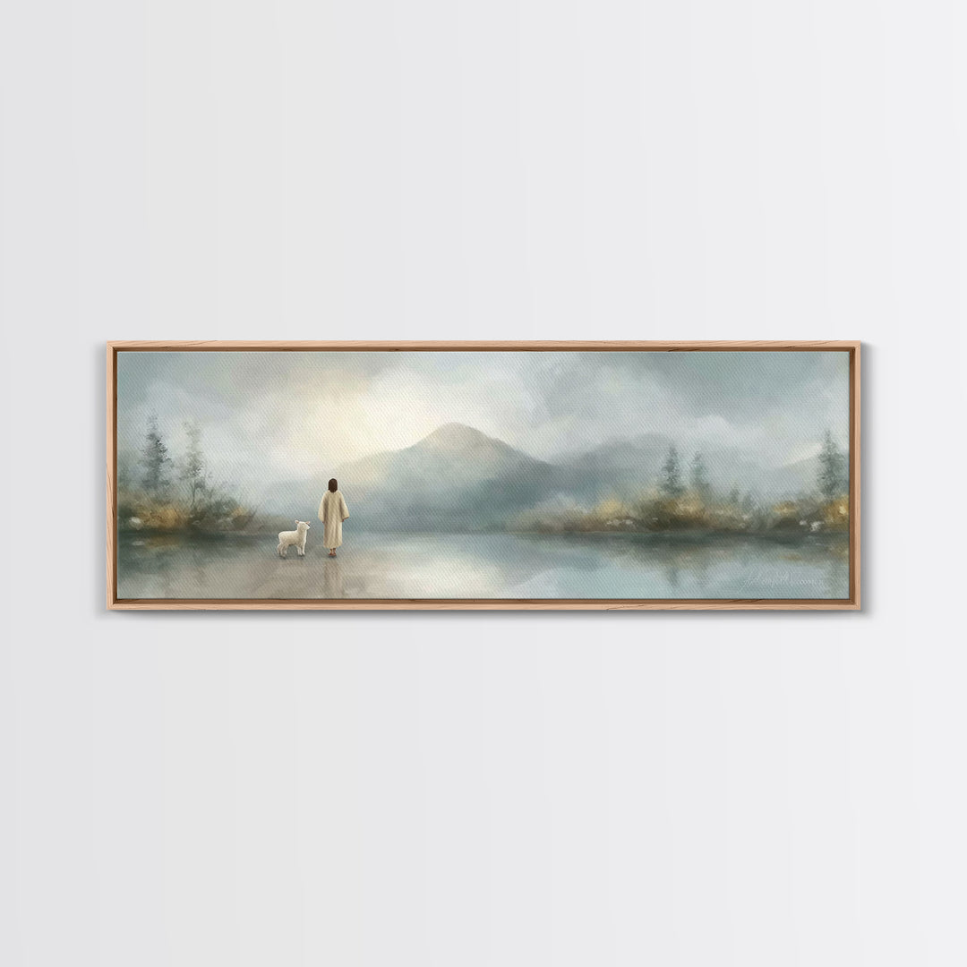 Dawn Of Promise, Framed Canvas Print, Christian Art Canvas, Christian Wall Art, Jesus Painting, Panoramic Wall Art, Christian Decor