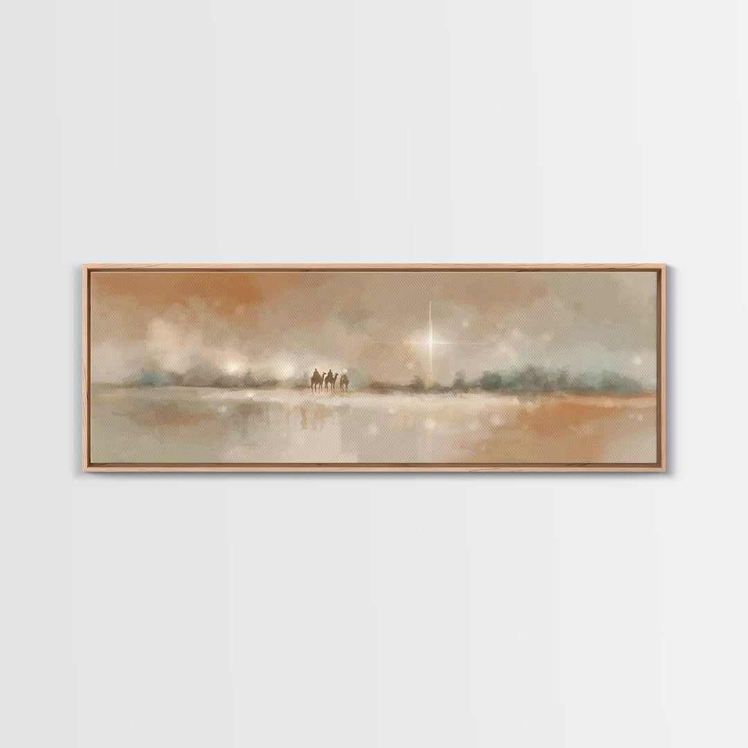 Guided By The Light | Framed Canvas Print | Christian Art Canvas | Christmas Art | Panoramic Wall Art | Christian Wall Art | Christian Gift