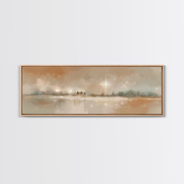 Guided By The Light | Framed Canvas Print | Christian Art Canvas | Christmas Art | Panoramic Wall Art | Christian Wall Art | Christian Gift