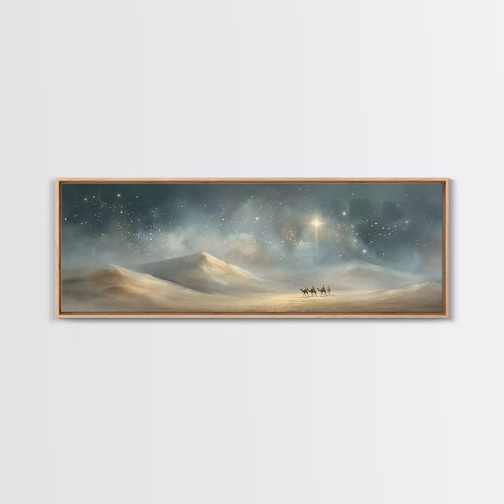 Desert Star Rising – Framed Canvas Print – Christmas Art – Panoramic Print – Christian Wall Art – Christian Art Canvas – Christian Christma