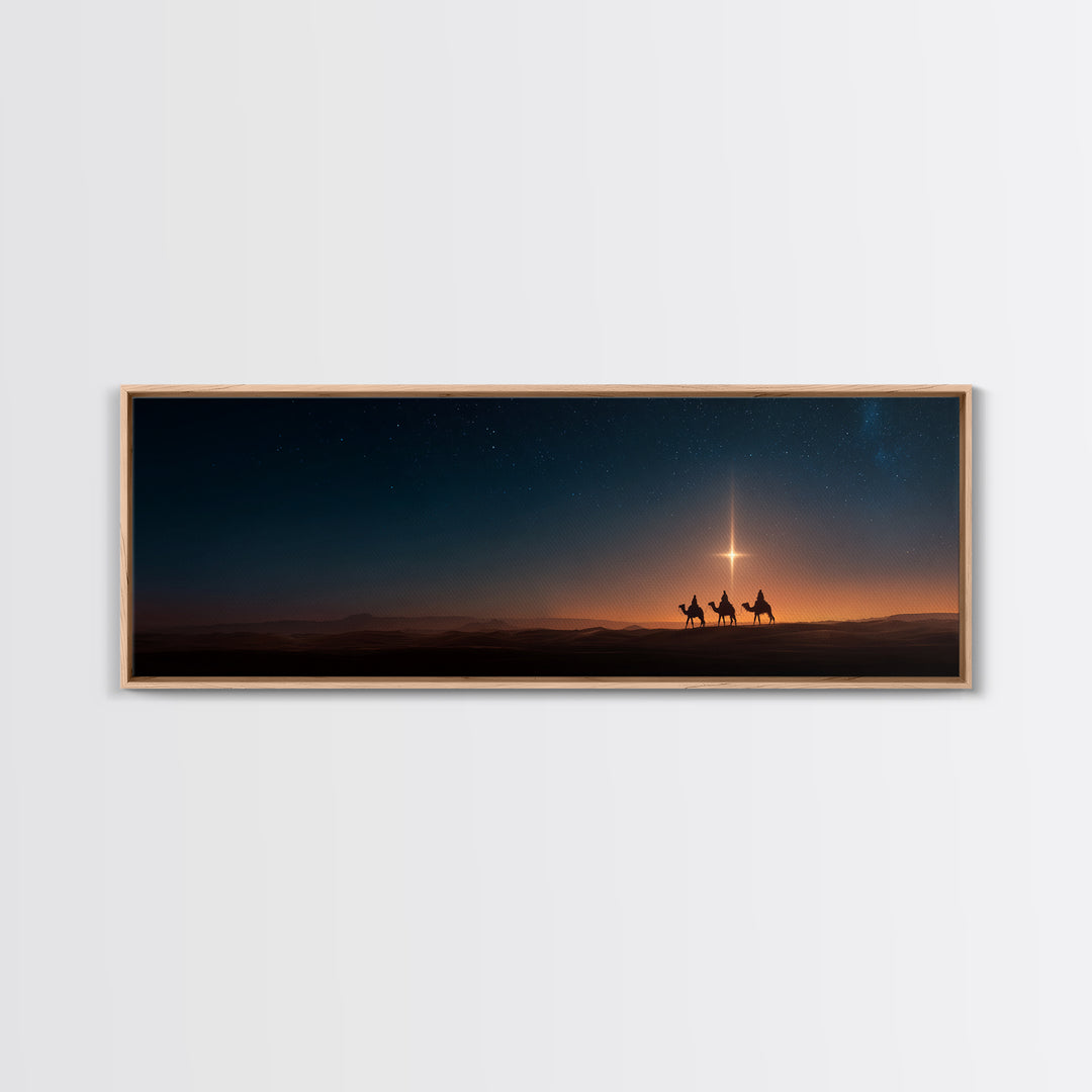The Guiding Star – Framed Canvas Print – Panoramic Art – Christian Wall Art – Christmas Art – Christian Christmas Art – Jesus Painting