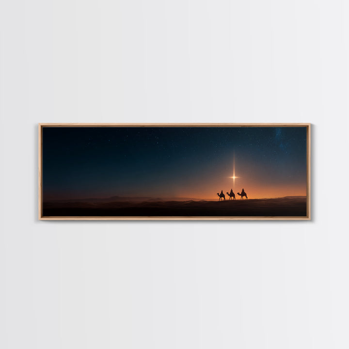 The Guiding Star – Framed Canvas Print – Panoramic Art – Christian Wall Art – Christmas Art – Christian Christmas Art – Jesus Painting