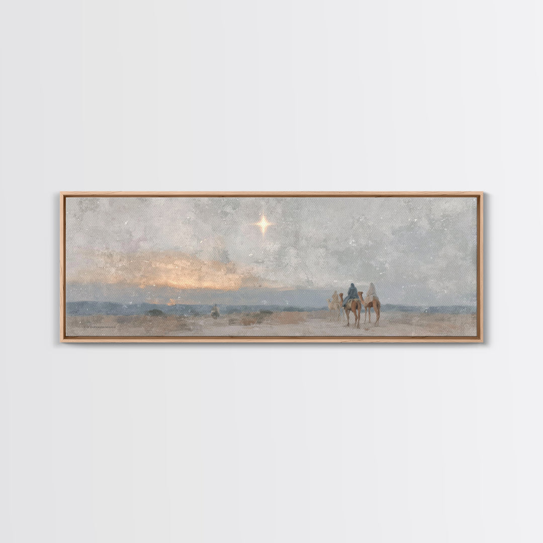 Desert Star Journey | Framed Canvas Print | Panoramic Wall Art | Christian Art Canvas | Christmas Art | Christian Christmas Decor | Christi