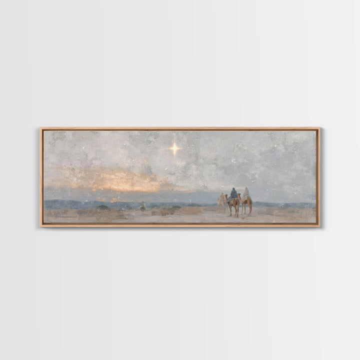 Desert Star Journey | Framed Canvas Print | Panoramic Wall Art | Christian Art Canvas | Christmas Art | Christian Christmas Decor | Christi