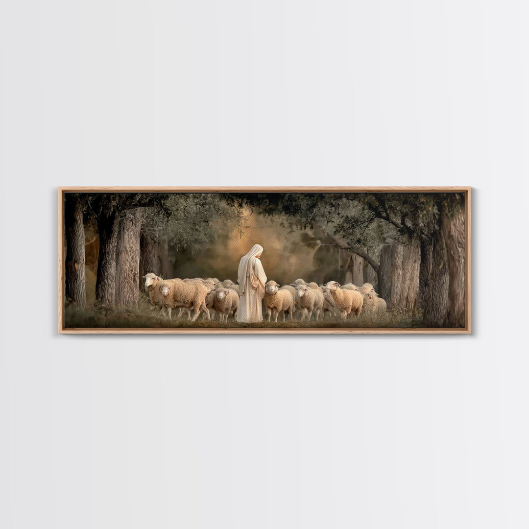 Quiet Grove Calling - Framed Canvas Print - Christian Art Canvas - Christian Wall Art - Jesus Painting - Panoramic Frame - Christian Gift I