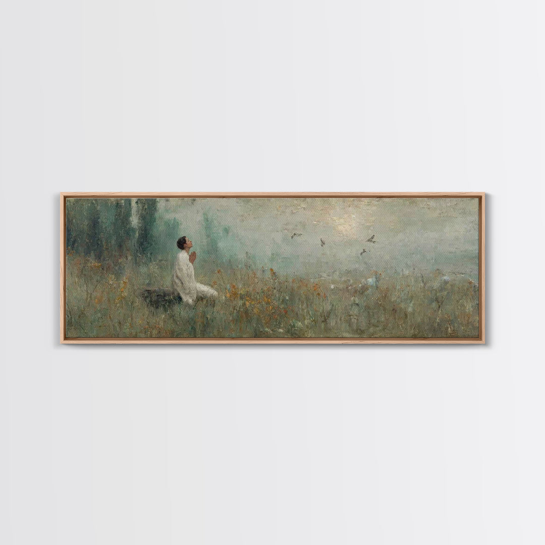 Celestial Garden Rest | Framed Canvas Print | Christian Art Canvas | Christian Wall Art | Panoramic Art | Christian Decor | Christian Gift