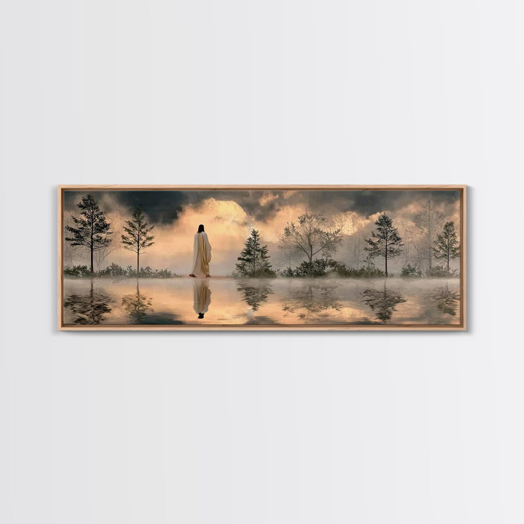 Sacred Stillness, Framed Canvas Print, Panoramic Art, Christian Art Canvas, Jesus Painting, Christian Wall Art, Christmas Art