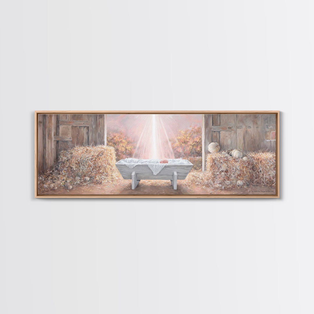 Barn Of Glory – Framed Canvas Print – Panoramic Art – Christian Christmas Art – Christian Wall Art – Christian Art Canvas – Modern Christia