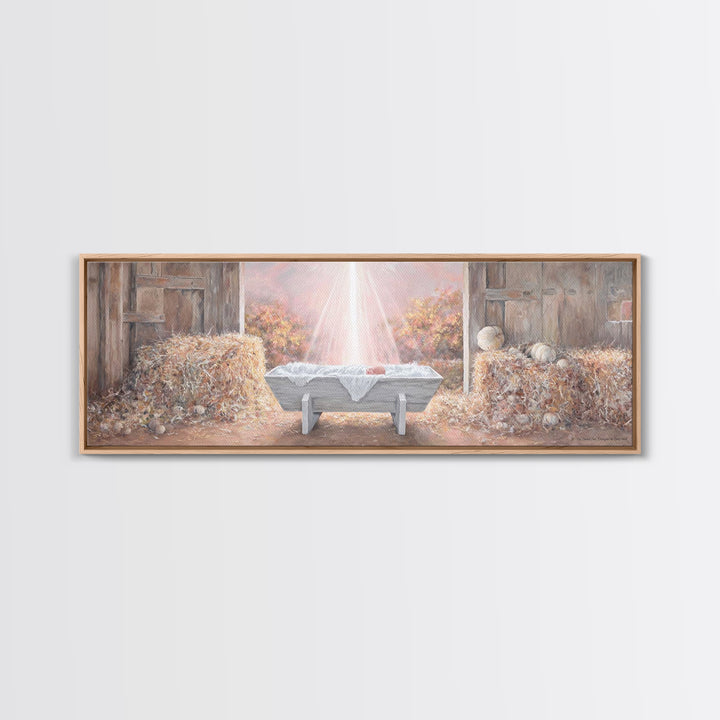 Barn Of Glory – Framed Canvas Print – Panoramic Art – Christian Christmas Art – Christian Wall Art – Christian Art Canvas – Modern Christia