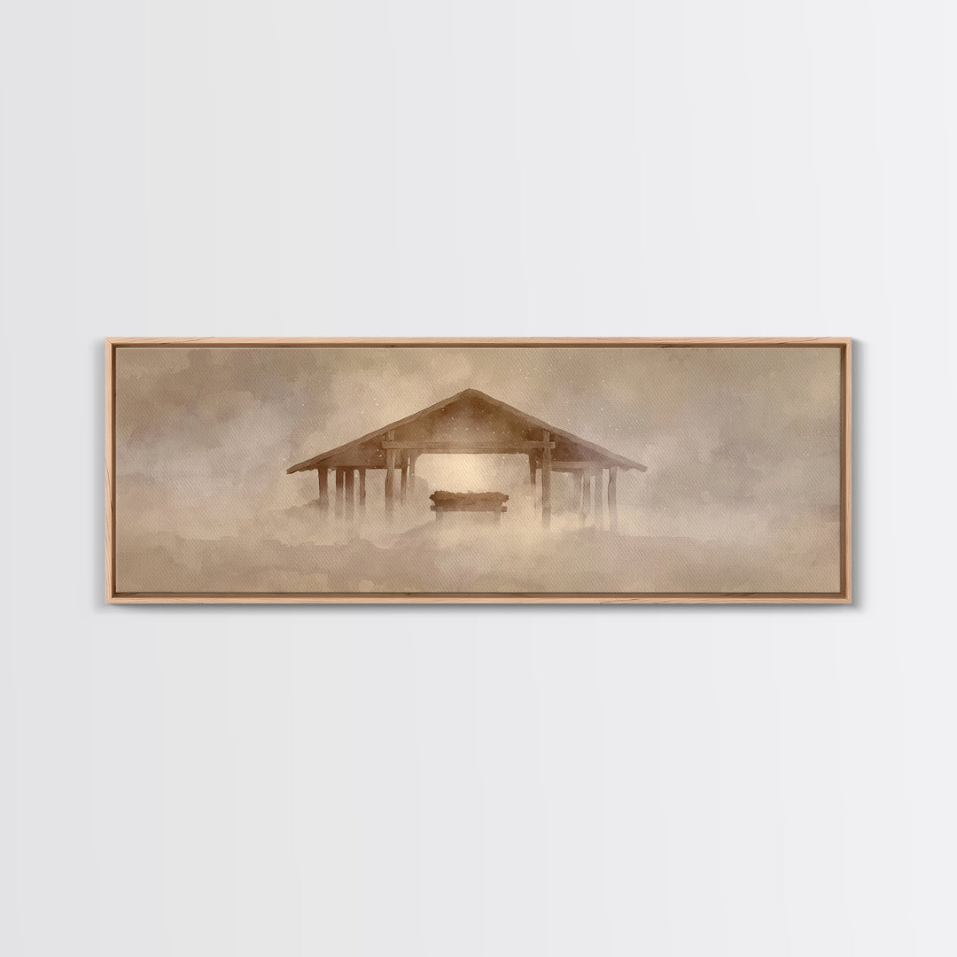 Silent Winter Star, Framed Canvas Print, Panoramic Art, Christian Art Canvas, Christian Christmas Art, Christmas Wall Art, Christian Wall A