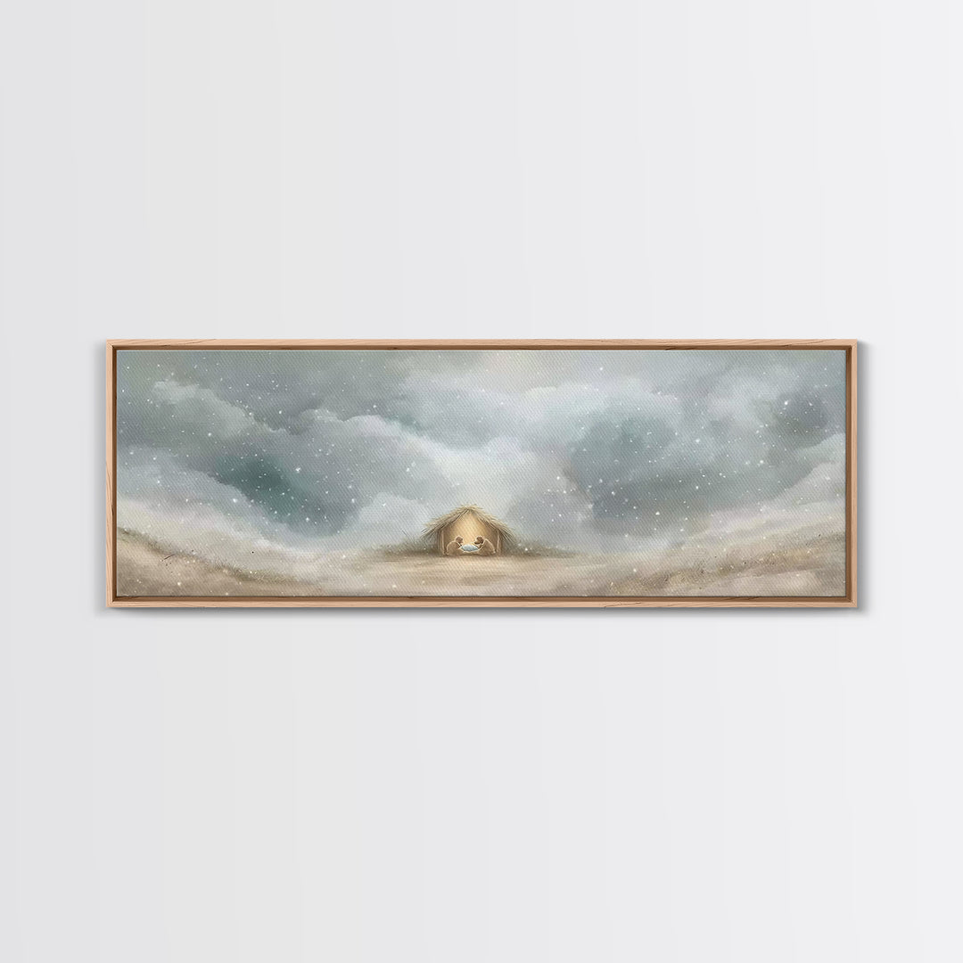 Cave Of Dawn – Framed Canvas Print – Panoramic Painting – Christian Art Canvas – Christmas Art – Christian Wall Art – Christian Christmas D