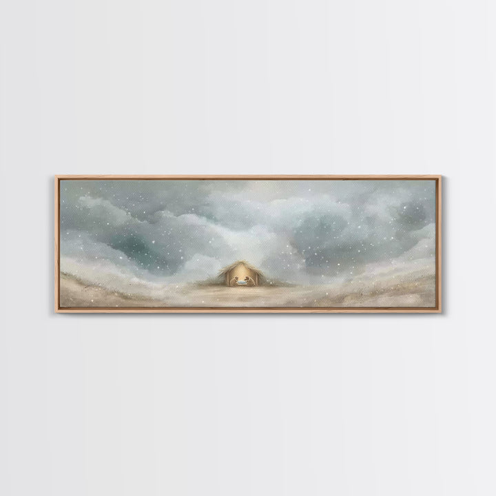 Cave Of Dawn – Framed Canvas Print – Panoramic Painting – Christian Art Canvas – Christmas Art – Christian Wall Art – Christian Christmas D