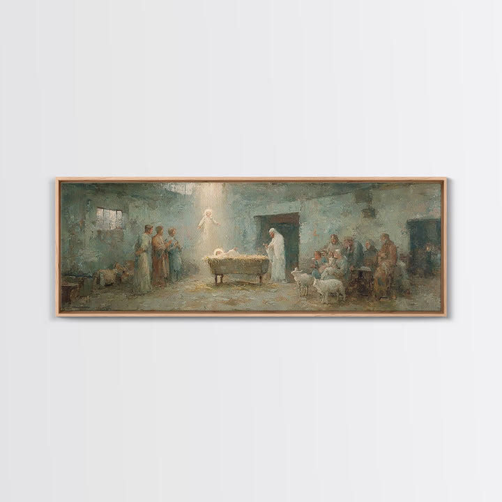 Heaven’s First Hour | Framed Canvas Print | Panoramic Print | Christian Wall Art | Christian Art Canvas | Christian Christmas Art | Christi
