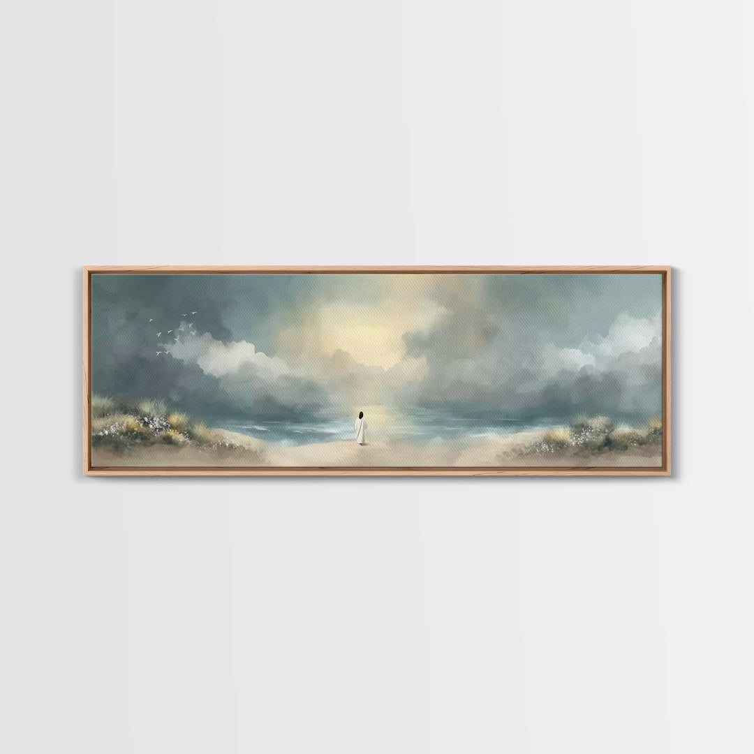 Steps Of Grace | Framed Canvas Print | Panoramic Frame | Christian Art Canvas | Christian Wall Art | Modern Christian Painting | Jesus Art