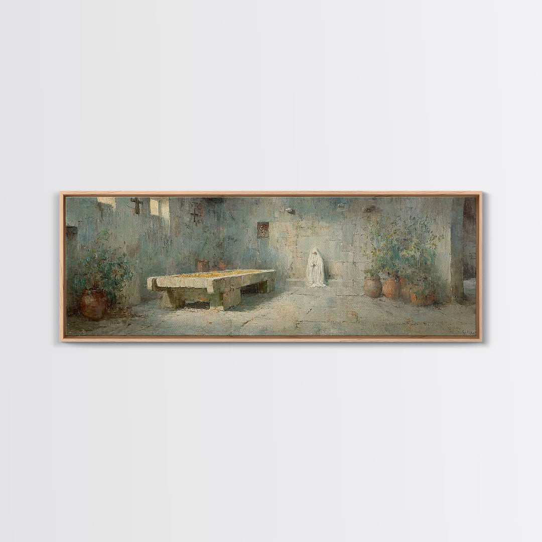 Desert Stillness – Framed Canvas Print – Panoramic Wall Art – Christian Art – Minimalist Christian Art – Christian Art Canvas – Christian D