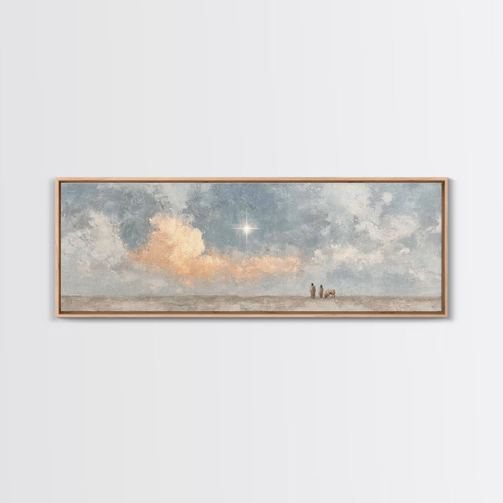 Guided By The Light, Framed Canvas Print, Christian Wall Art, Panoramic Print, Jesus Painting, Christian Art Canvas, Christmas Art