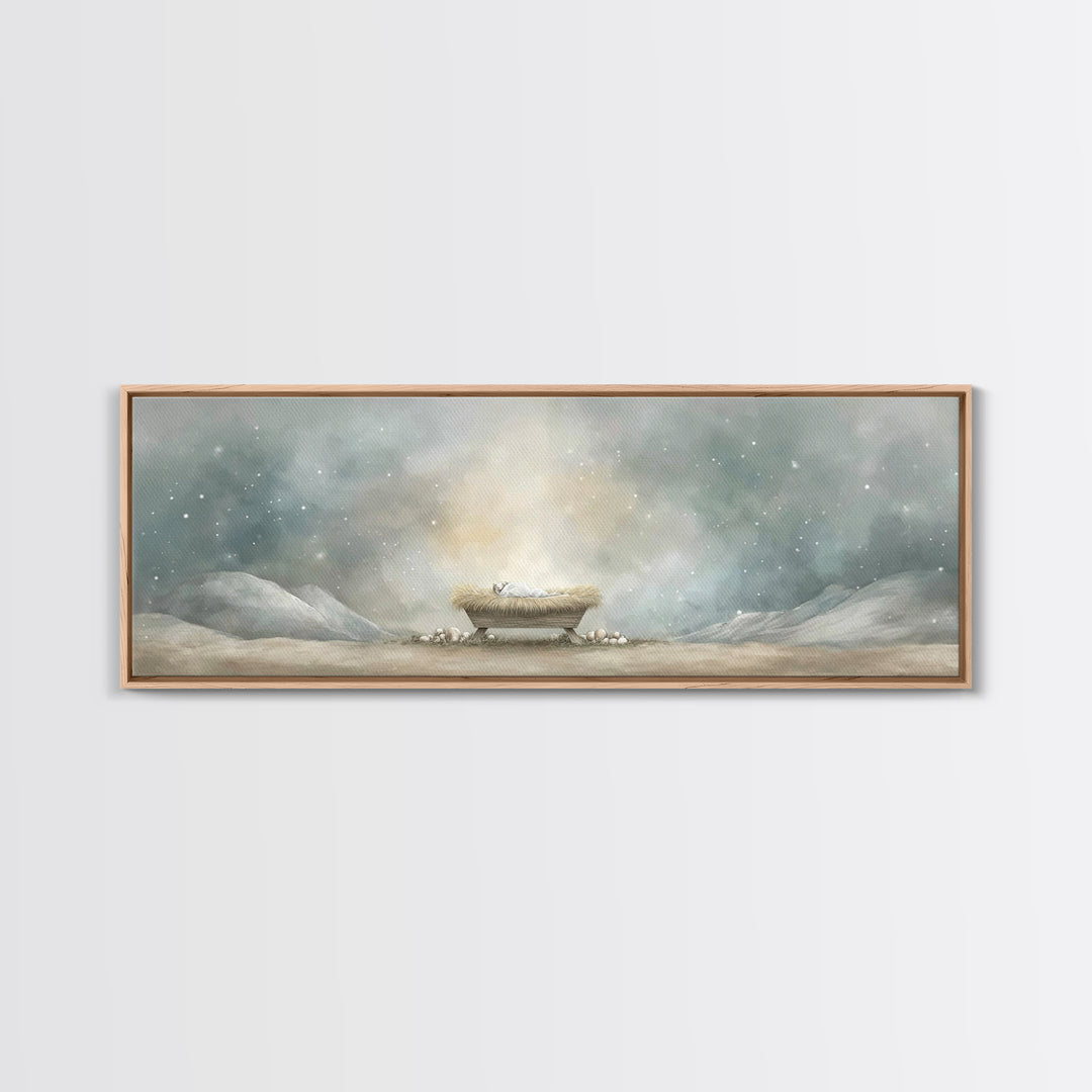Holy Night Peace | Framed Canvas Print | Christian Art Canvas | Christmas Wall Art | Christian Art | Panoramic Print | Christian Christmas