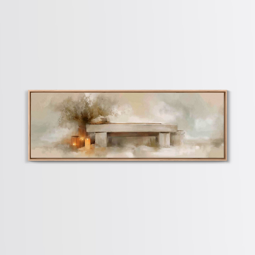 Candlelit Nativity Calm, Framed Canvas Print, Christian Wall Art, Christian Christmas, Christmas Art Prints, Panoramic Art, Christian Art C