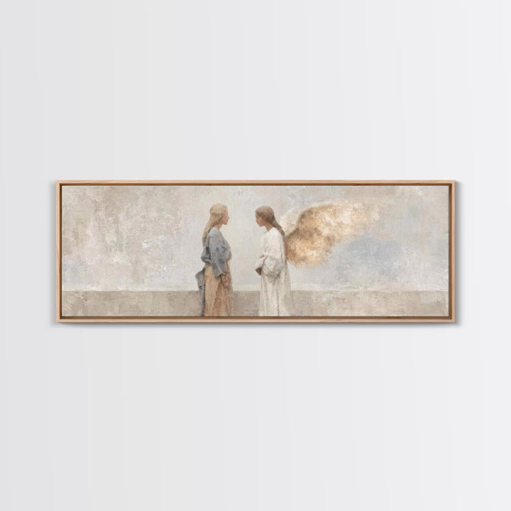 Radiant Angel Whisper – Framed Canvas Print – Christian Art Canvas – Panoramic Art – Christian Wall Art – Christmas Art – Christian Christm
