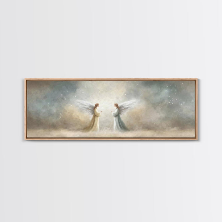 Wings Of Serenity – Framed Canvas Print – Christian Art – Christian Painting – Panoramic Frame – Christmas Art – Christian Christmas – Chri