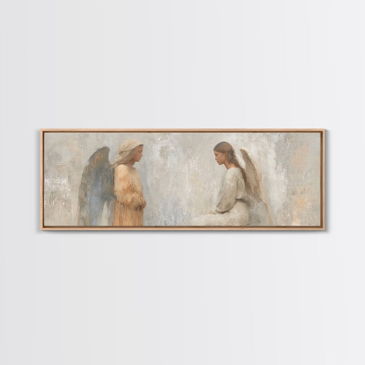 Soft Divine Encounter | Framed Canvas Print | Panoramic Art | Christian Art Canvas | Christian Wall Art | Christian Painting | Christmas Ar