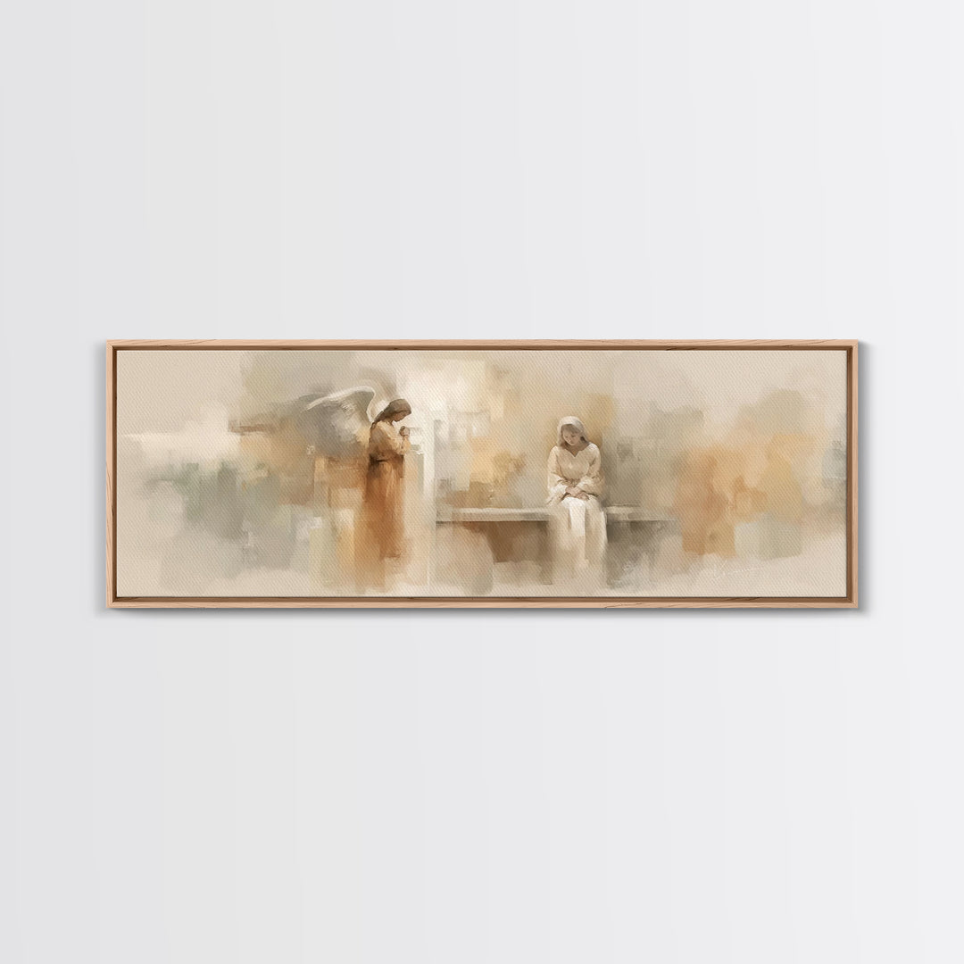 Radiant Holy Meeting – Framed Canvas Print – Panoramic Print – Christian Art Canvas – Christian Art – Christian Painting – Christmas Art –