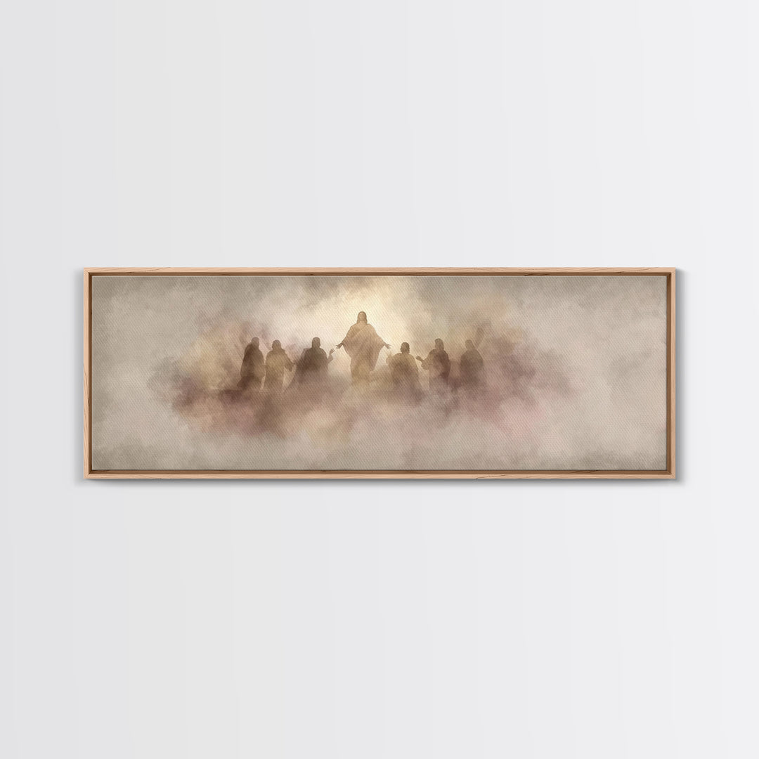 Risen Light Gathering, Framed Canvas Print, Panoramic Frame, Christian Art, Christian Art Canvas, Jesus Painting, Christian Painting, Chris
