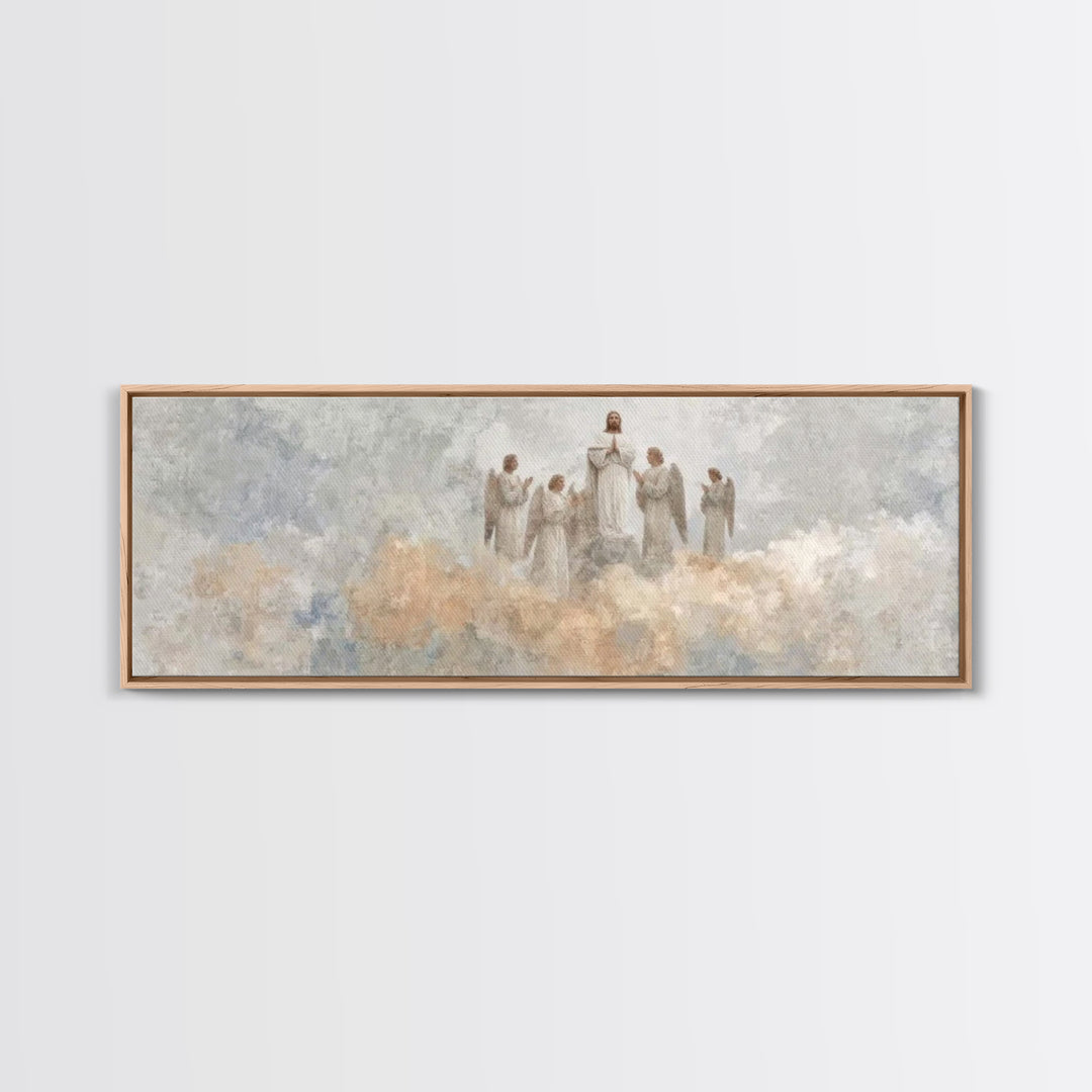Heaven’s Exalted Praise – Framed Canvas Print – Panoramic Art – Christian Wall Art – Christian Painting – Christian Art Canvas – Jesus Art