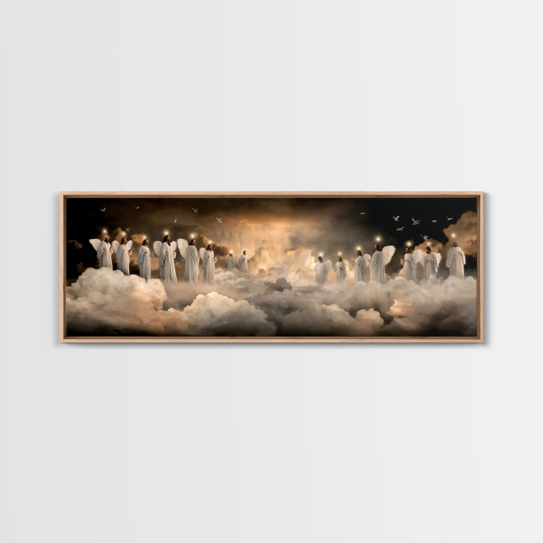 Angels Of Peace – Framed Canvas Print – Christian Art Work – Jesus Painting – Panoramic Frame – Christian Wall Art – Christmas Art Framed