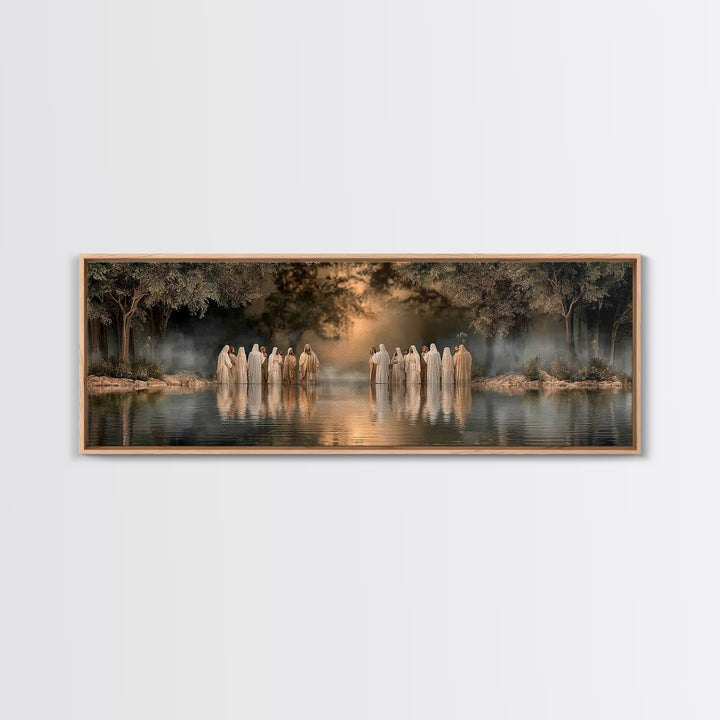 Waters Of Grace | Framed Canvas Print | Christian Art Canvas | Jesus Painting | Panoramic Art | Large Christian Painting | Christmas Wall A