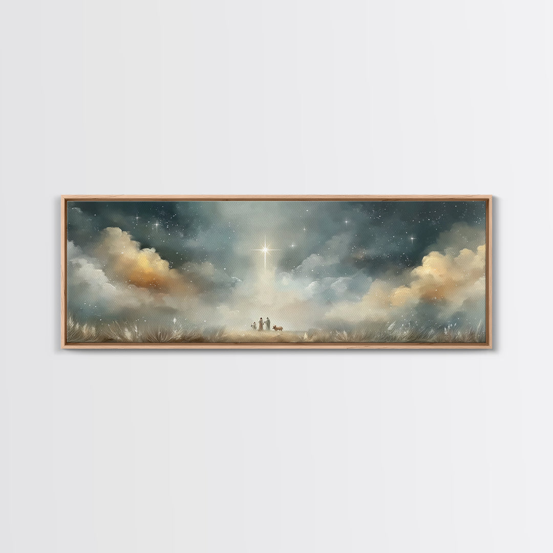 Star Of Messiah | Framed Canvas Print | Christian Christmas Art | Panoramic Painting | Christian Art Canvas | Jesus Painting | Christian Wa