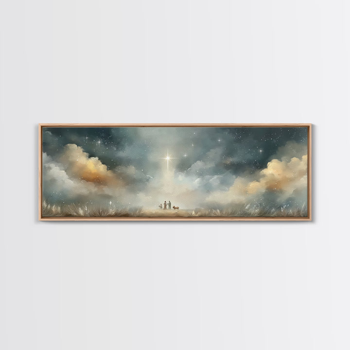 Star Of Messiah | Framed Canvas Print | Christian Christmas Art | Panoramic Painting | Christian Art Canvas | Jesus Painting | Christian Wa