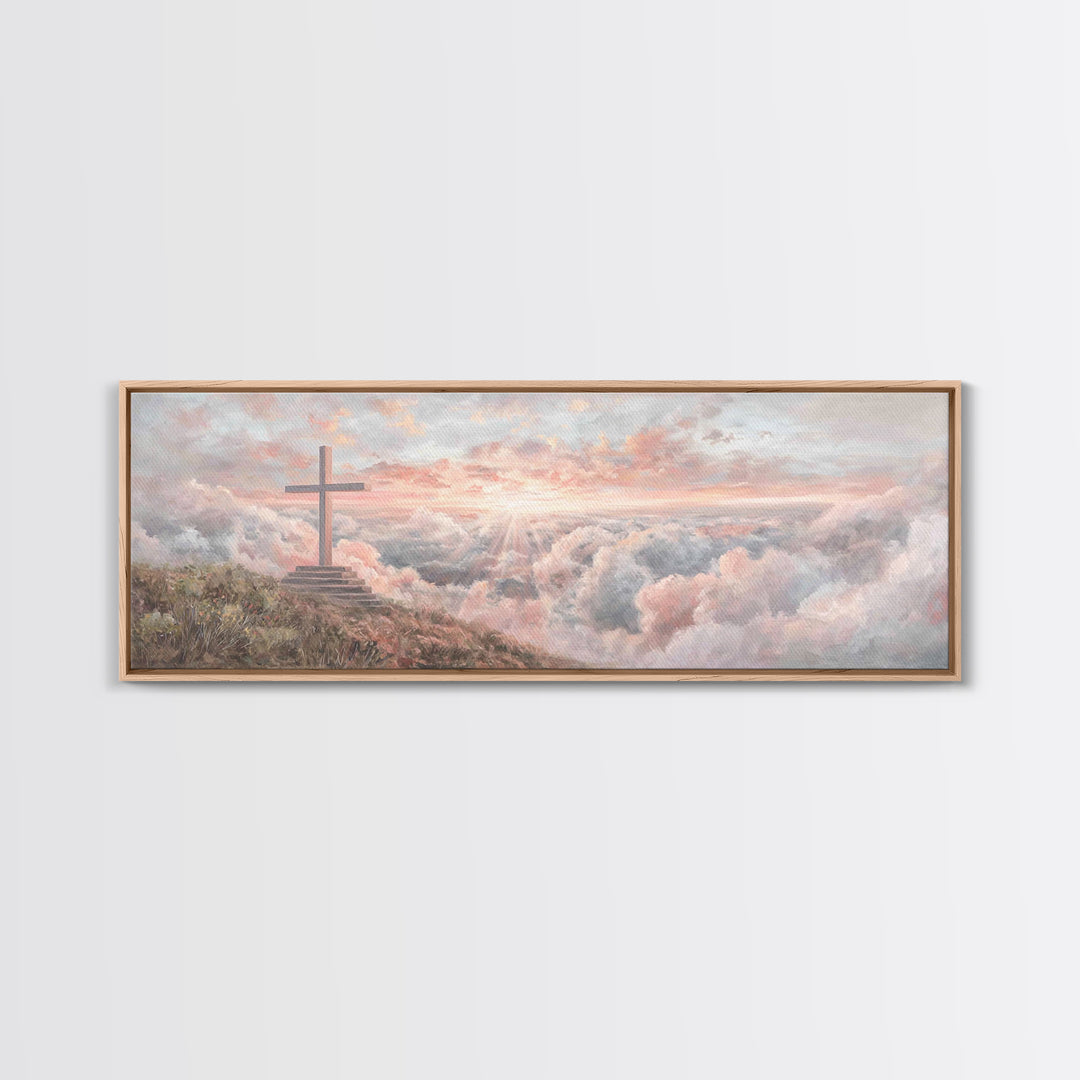 Cloudrise Redemption – Framed Canvas Print – Christian Wall Art – Christian Art Canvas – Panoramic Art – Christian Gift