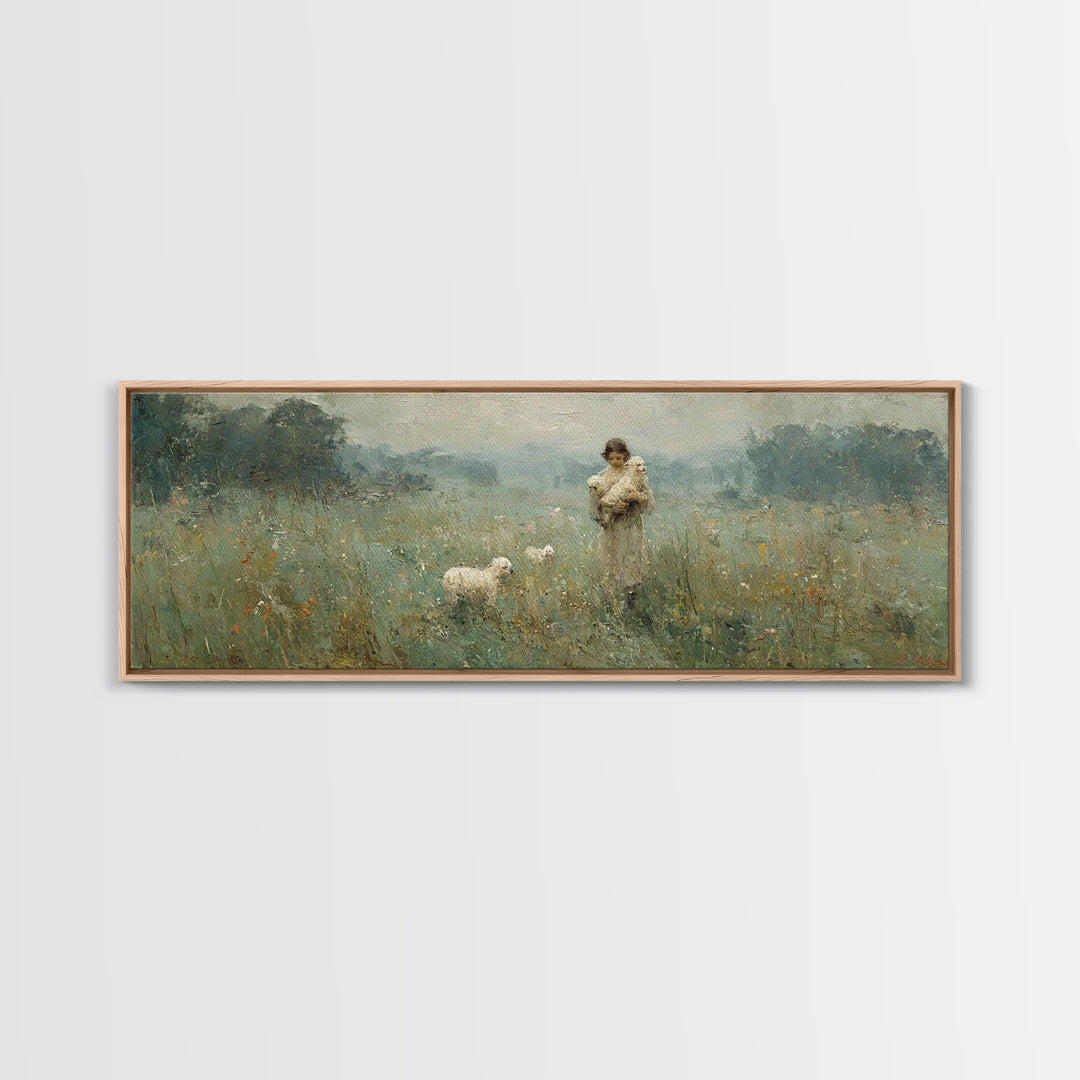 Field Of Compassion – Framed Canvas Print – Christian Art Canvas – Christian Christmas Art – Jesus Painting – Panoramic Frame – Christian D