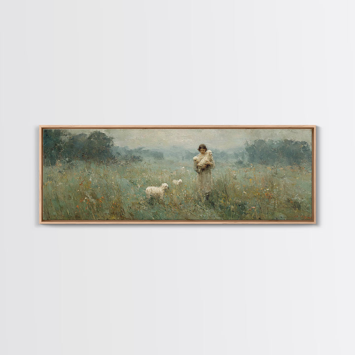 Field Of Compassion – Framed Canvas Print – Christian Art Canvas – Christian Christmas Art – Jesus Painting – Panoramic Frame – Christian D