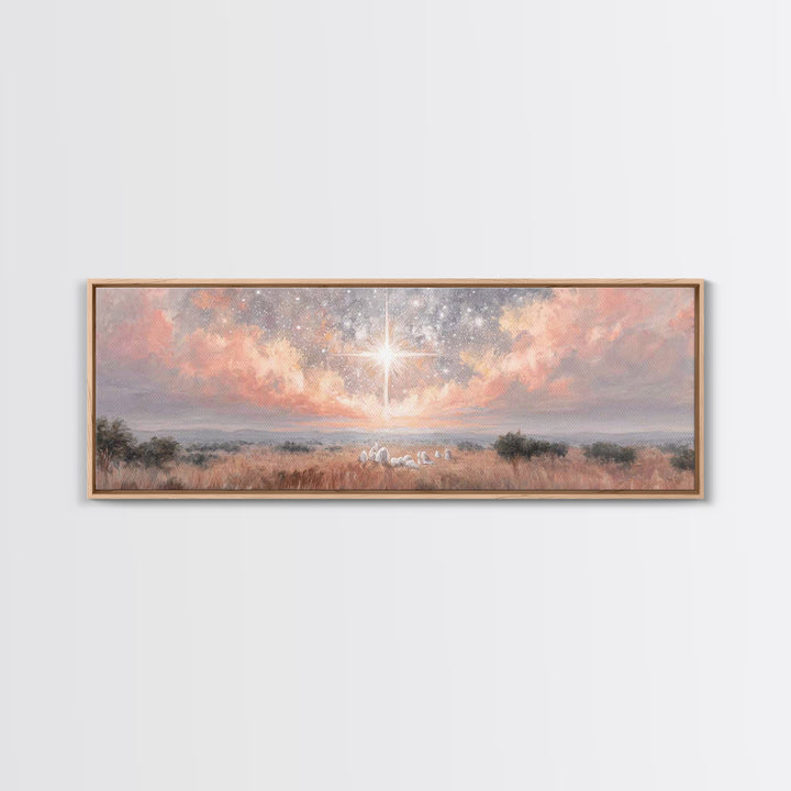 Celestial Night Star | Framed Canvas Print | Christian Christmas Art | Panoramic Print | Christian Art Canvas | Jesus Painting | Christian