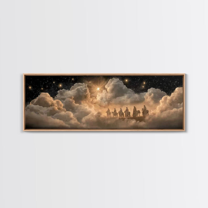 Wandering Kings Star - Framed Canvas Print - Christian Christmas Art - Panoramic Frame - Christian Art Canvas - Jesus Painting - Christmas