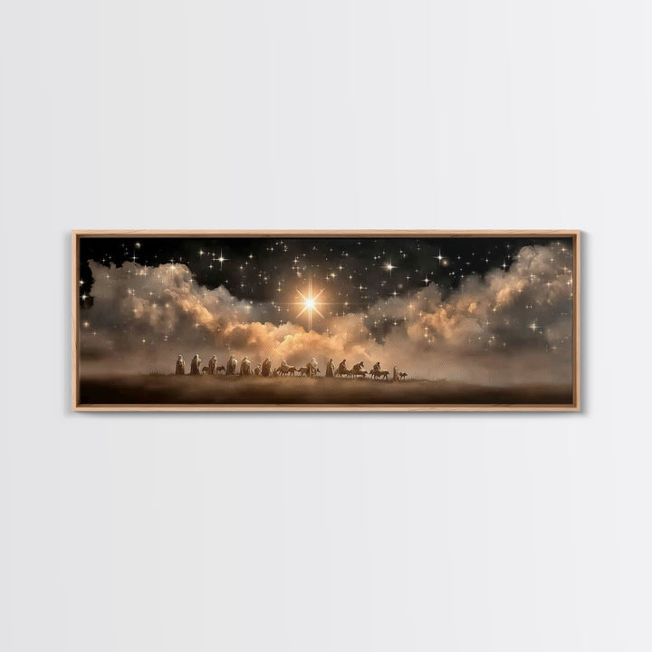 The Guiding Star – Framed Canvas Print – Christian Wall Art – Christmas Art – Panoramic Art – Christian Art Canvas – Jesus Christmas Art