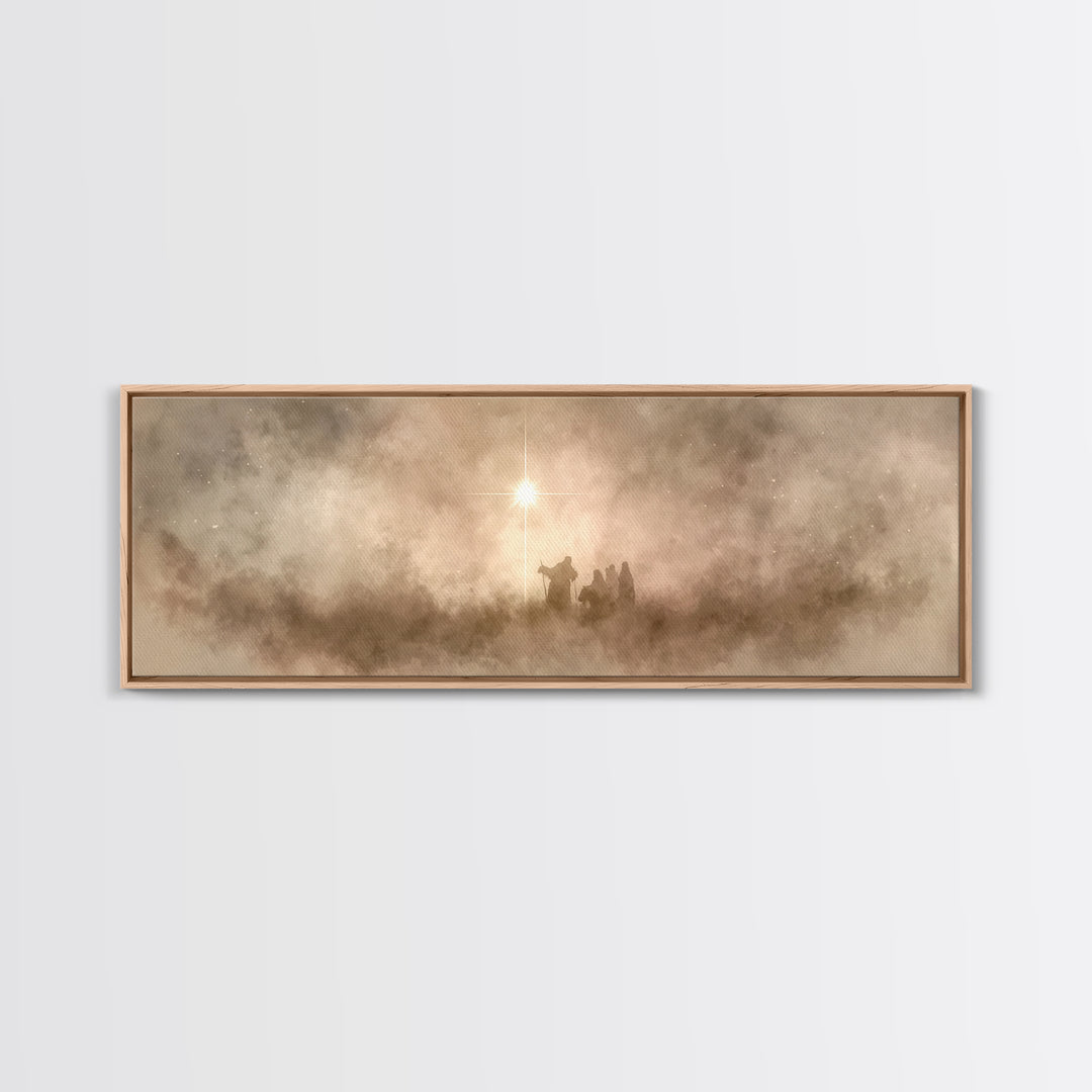 Silent Holy Clouds, Framed Canvas Print, Christian Art Canvas, Christmas Art Prints, Panoramic Print, Christian Wall Art, Christian Christm