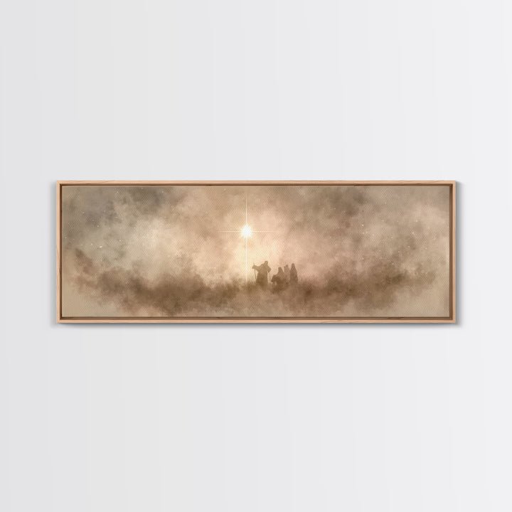 Silent Holy Clouds, Framed Canvas Print, Christian Art Canvas, Christmas Art Prints, Panoramic Print, Christian Wall Art, Christian Christm