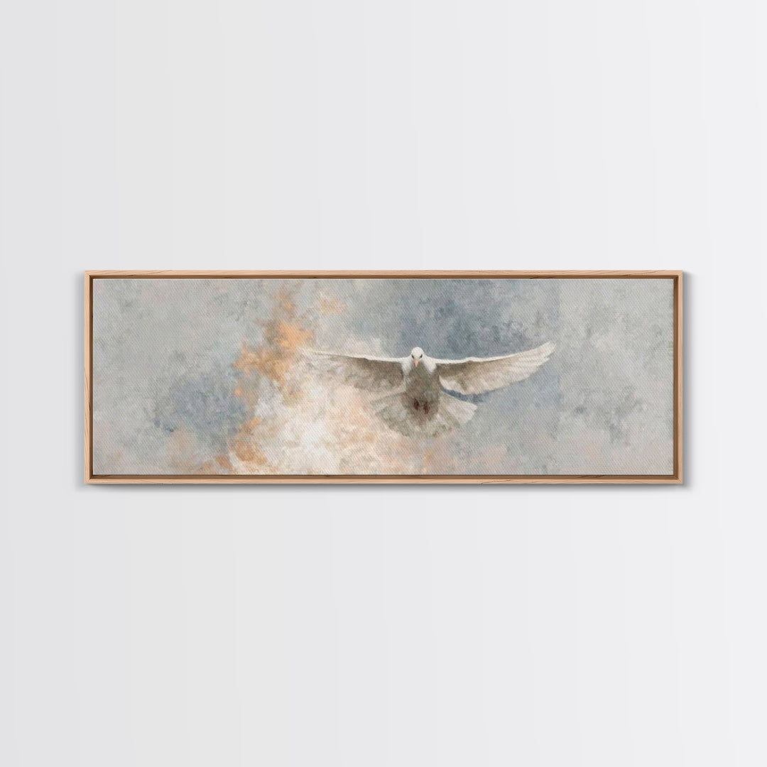 Spirit Of Peace Flight, Framed Canvas Print, Christian Art Canvas, Panoramic Art, Christian Wall Art, Christian Decor, Christmas Art