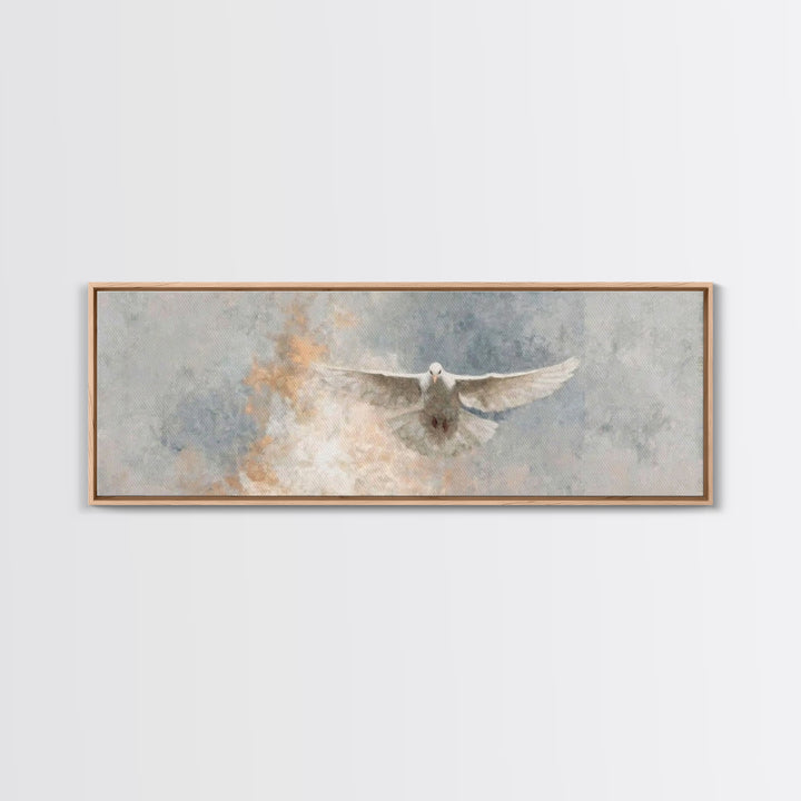 Spirit Of Peace Flight, Framed Canvas Print, Christian Art Canvas, Panoramic Art, Christian Wall Art, Christian Decor, Christmas Art