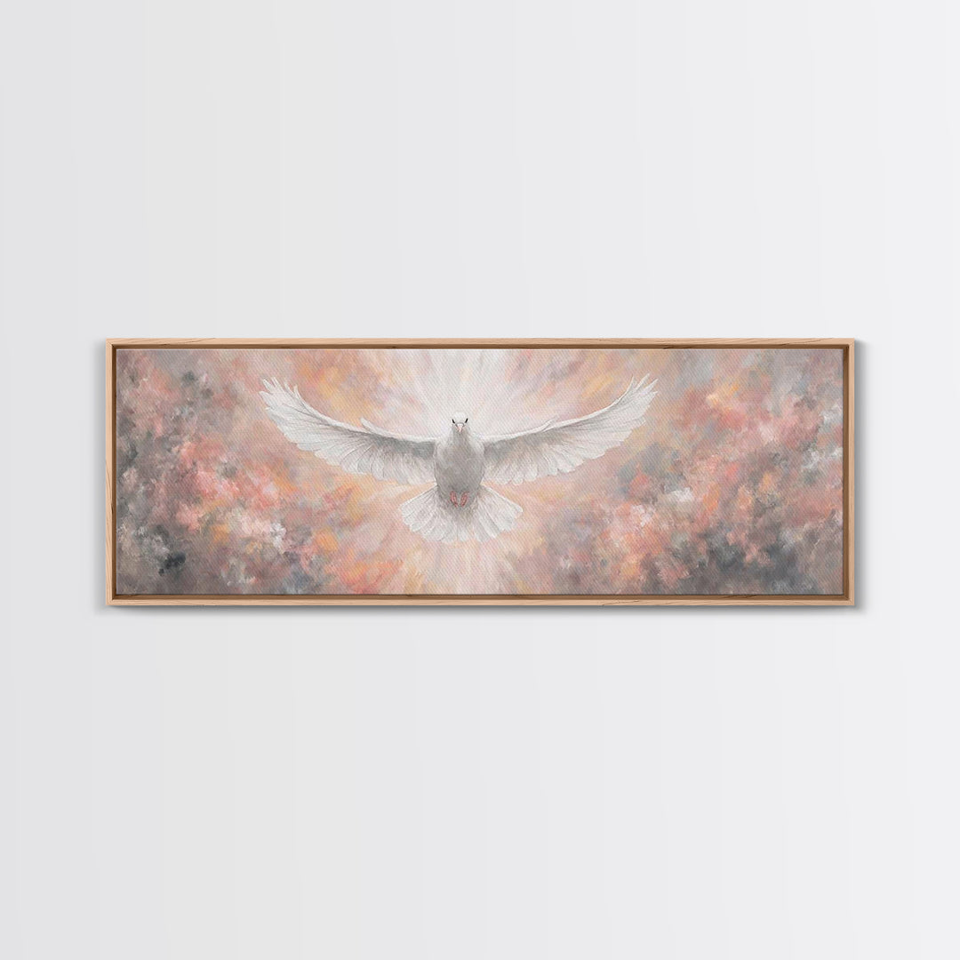 Heavenly Dove Rising | Framed Canvas Print | Christian Art Canvas | Panoramic Painting | Christian Christmas Art | Christian Wall Art
