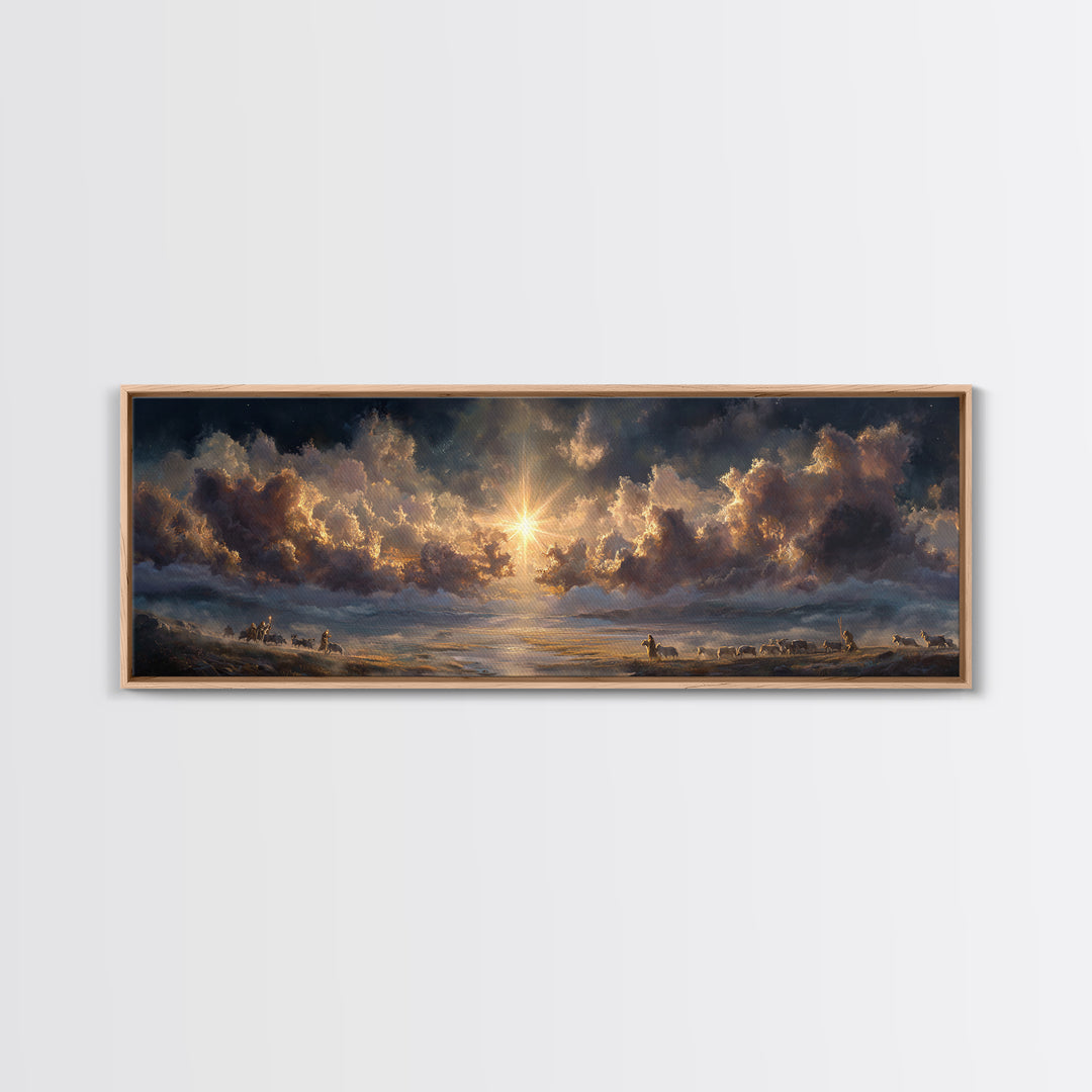 Radiant Bethel Star, Framed Canvas Print, Christian Art Print, Panoramic Print, Christmas Art, Christian Wall Art, Jesus Painting, Christia