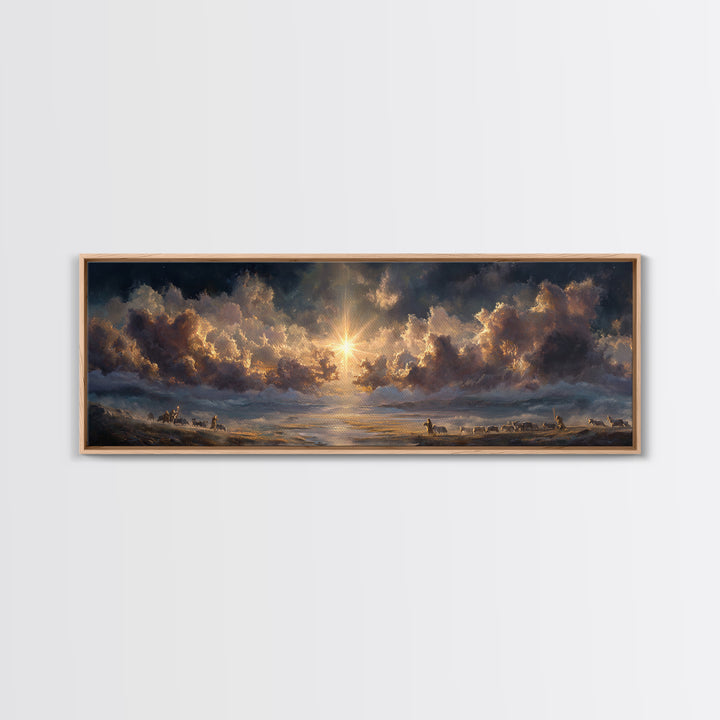 Radiant Bethel Star, Framed Canvas Print, Christian Art Print, Panoramic Print, Christmas Art, Christian Wall Art, Jesus Painting, Christia