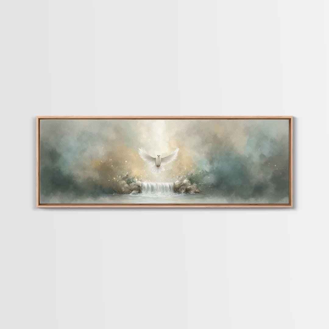 Waterfall Glory Light, Framed Canvas Print, Christian Wall Art, Panoramic Art, Christian Art Canvas, Christian Christmas Art, Christian Dec