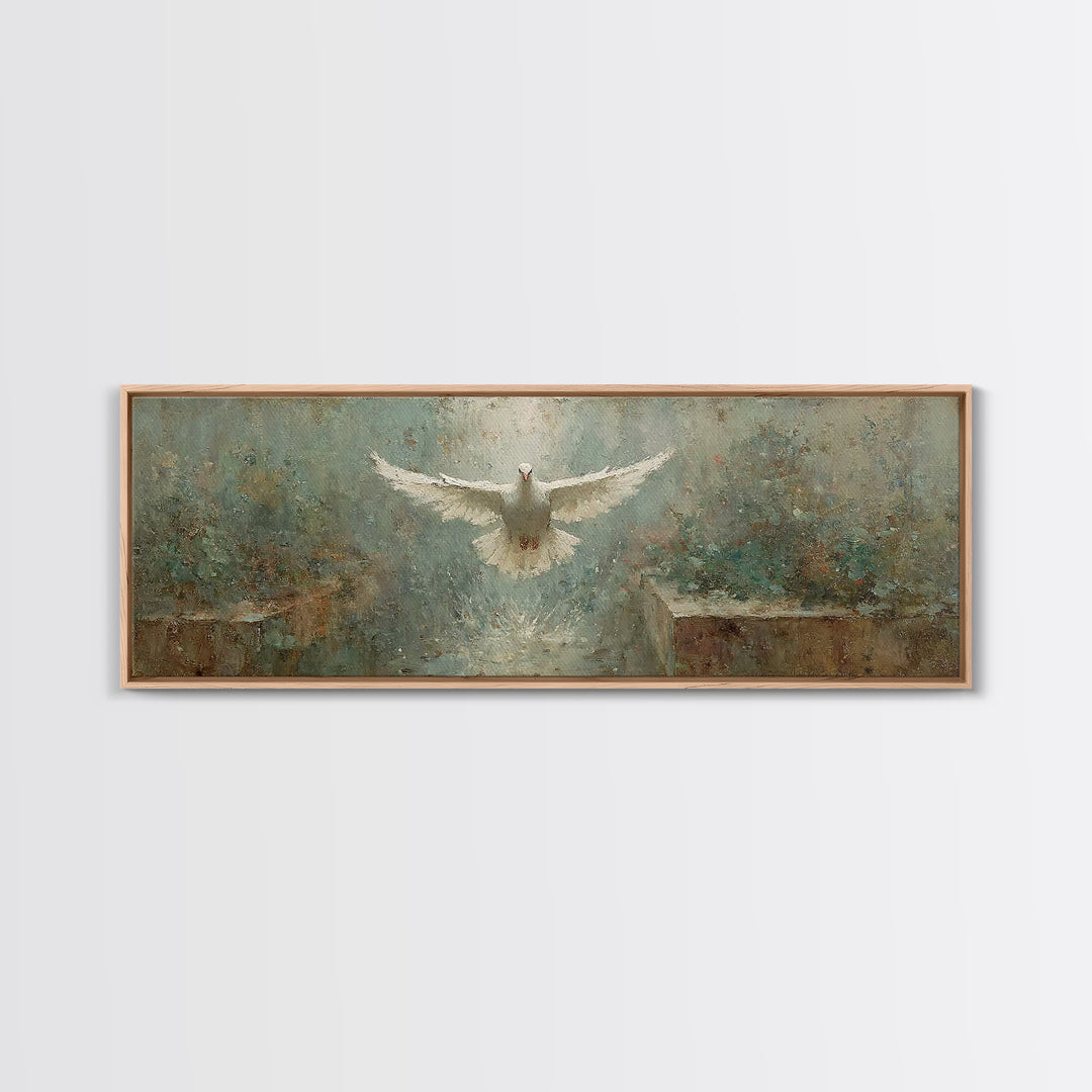 Radiant Spirit Descent, Framed Canvas Print, Christian Wall Art, Panoramic Art, Christian Art Canvas, Christian Painting, Christian Christm